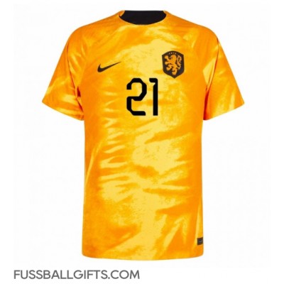 Niederlande Frenkie de Jong #21 Fußballbekleidung Heimtrikot WM 2022 Kurzarm